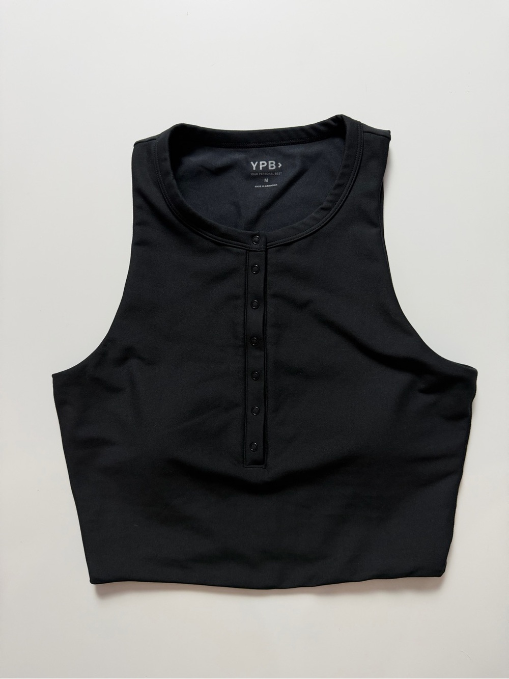 YPB Abercrombie & Fitch Padded Slim Cropped Tank, Black, Size M
